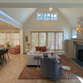 Completed cabinet and fireplace painting project in Edina, MN