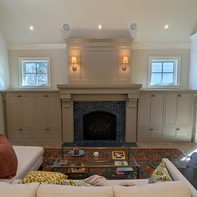 Painted built-in cabinets and fireplace makeover in Edina, MN